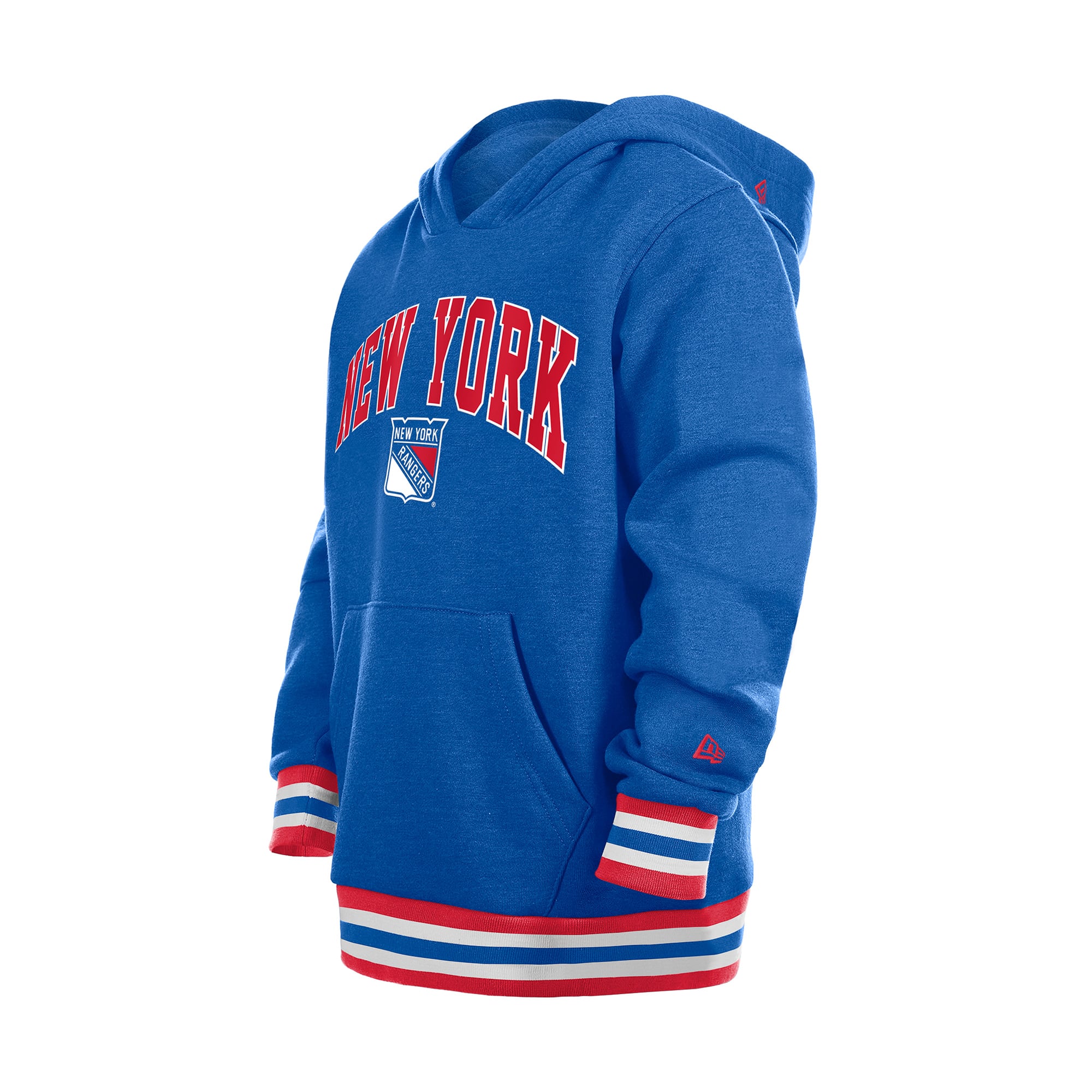 Youth New Era Blue York Rangers Knit Trim Pullover Hoodie