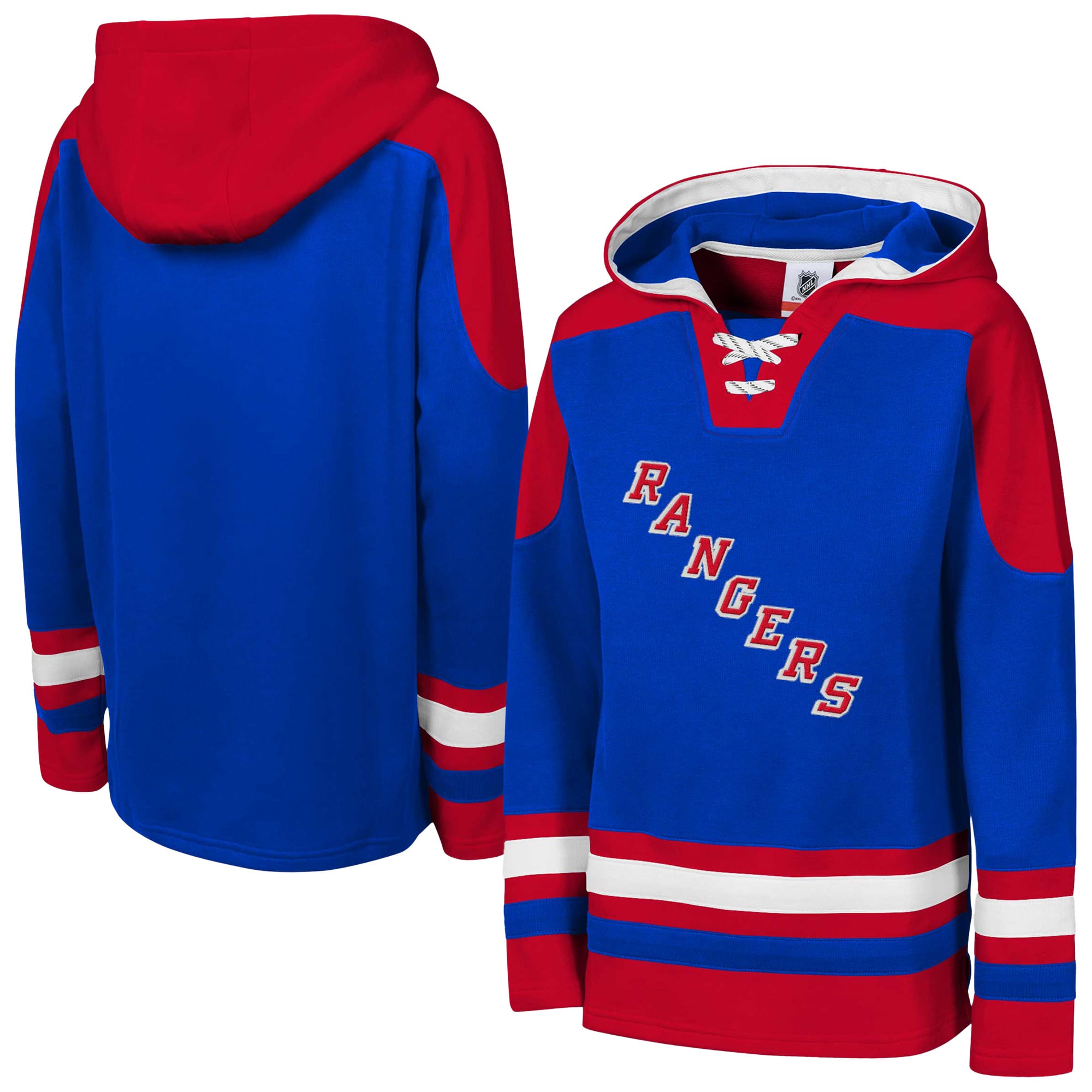 Sweat à capuche raglan col en V Youth Outerstuff Blue New York Rangers Ageless Must Have