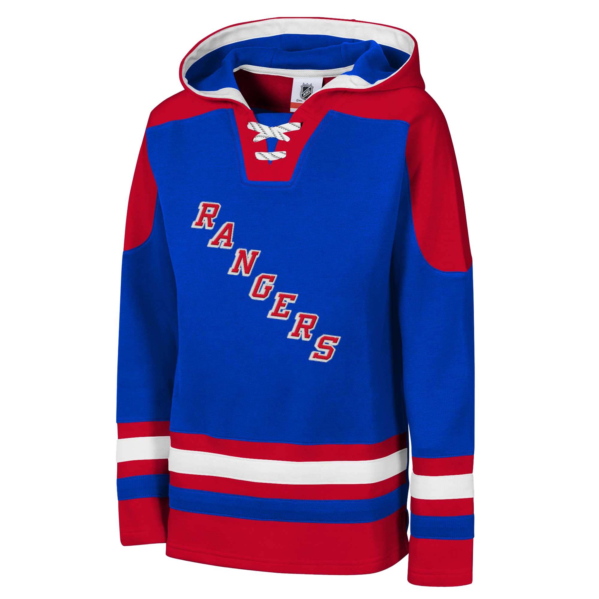 Sweat à capuche raglan col en V Youth Outerstuff Blue New York Rangers Ageless Must Have