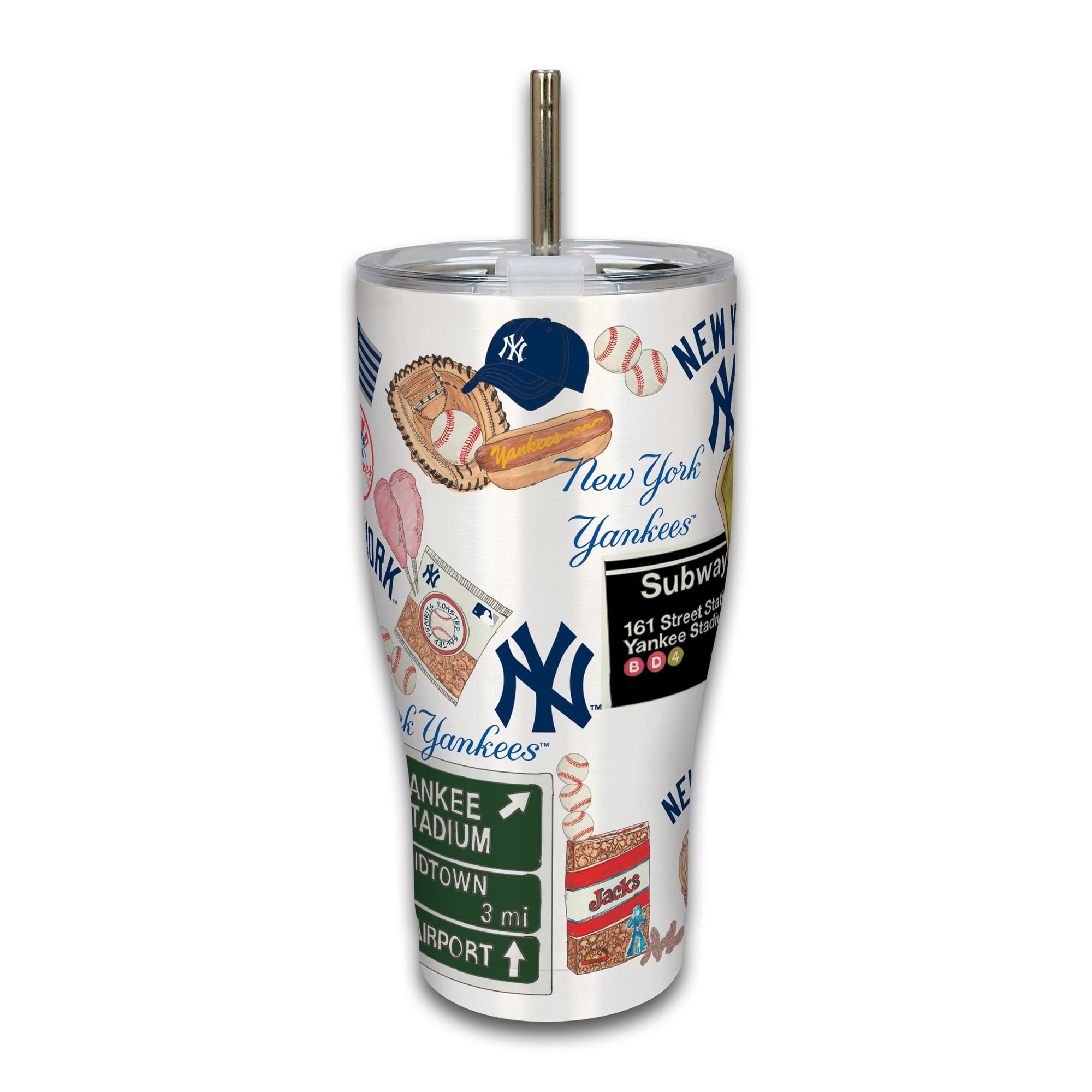 Verre à vin en acier inoxydable Icon des Yankees de New York de 30 oz