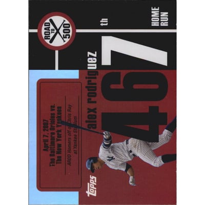 2007 Topps Alex Rodriguez Road to 500 #ARHR467 Alex Rodriguez