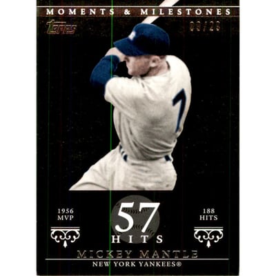 2007 Topps Moments and Milestones Black #165-57 Mickey Mantle/Hits 57