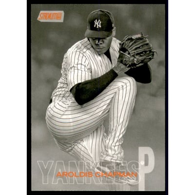 2018 Stadium Club Black and White Orange Foil #182 Aroldis Chapman