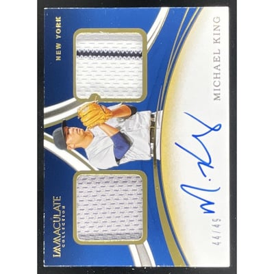 2020 Immaculate Collection Rookie Dual Memorabilia Michael King RC Auto /49