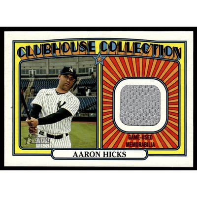 2021 Topps Heritage Clubhouse Collection Relics #CCRAH Aaron Hicks