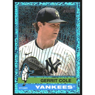 2025 Topps Heritage Chrome Light Blue Sparkle Refractors #394 Gerrit Cole