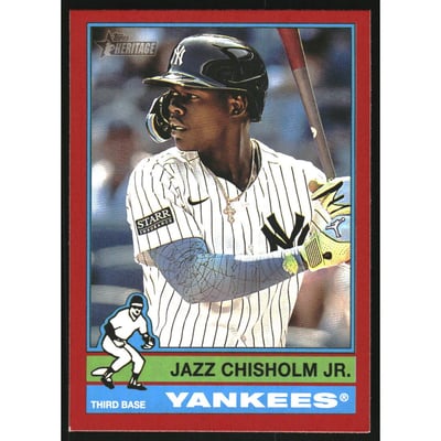 2025 Topps Heritage Red Border #33 Jazz Chisholm Jr.