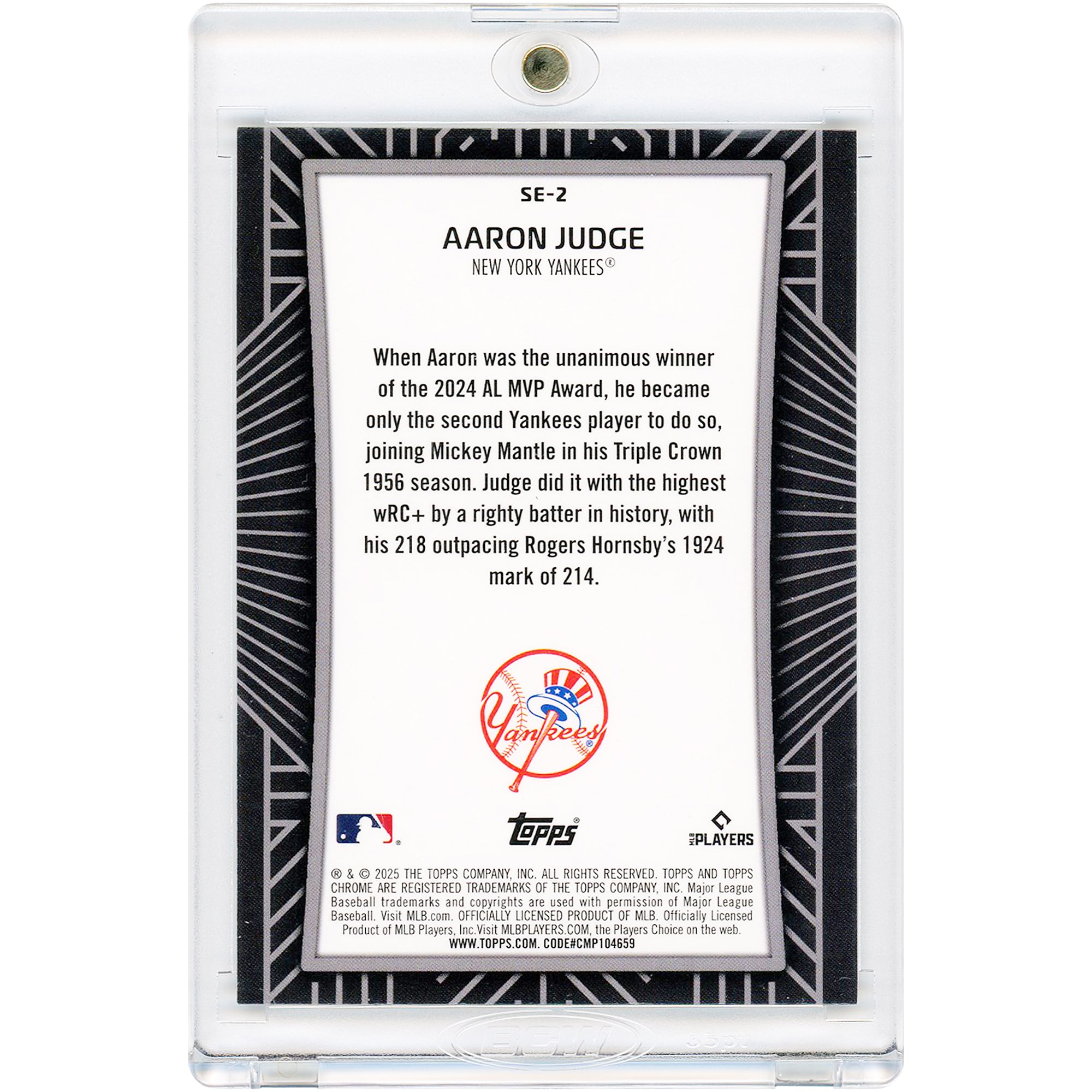 Carte Aaron Judge 2025 Topps Chrome Shadow Etch #SE-2