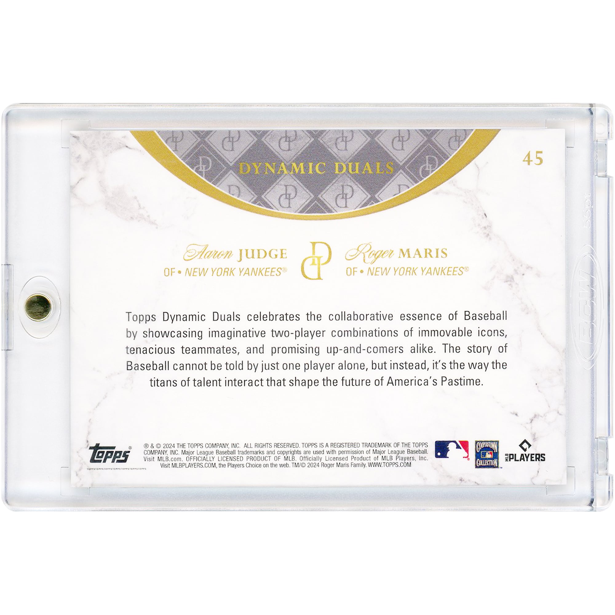 Carte Aaron Judge & Roger Maris des Yankees de New York 2024 Topps Dynamic Duals Rouge n° 45 n° 4/10