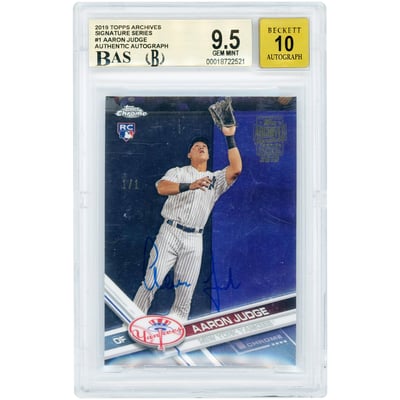 Aaron Judge New York Yankees Autographed 2019 Topps Archives Signature Series '17 Topps Chrome #169 #1/1 BGS Authenticated 9.5/10 Rookie Card - 10,9.5,9.5,9 Subgrades
