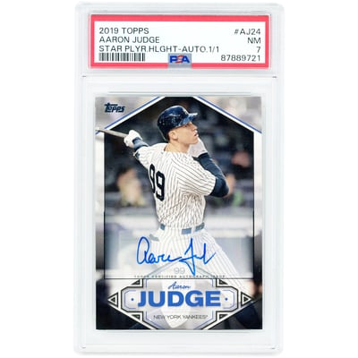 Aaron Judge New York Yankees Autographed 2019 Topps Star Player Highlights #AJ-24 #1/1 PSA Authenticated 7 Card