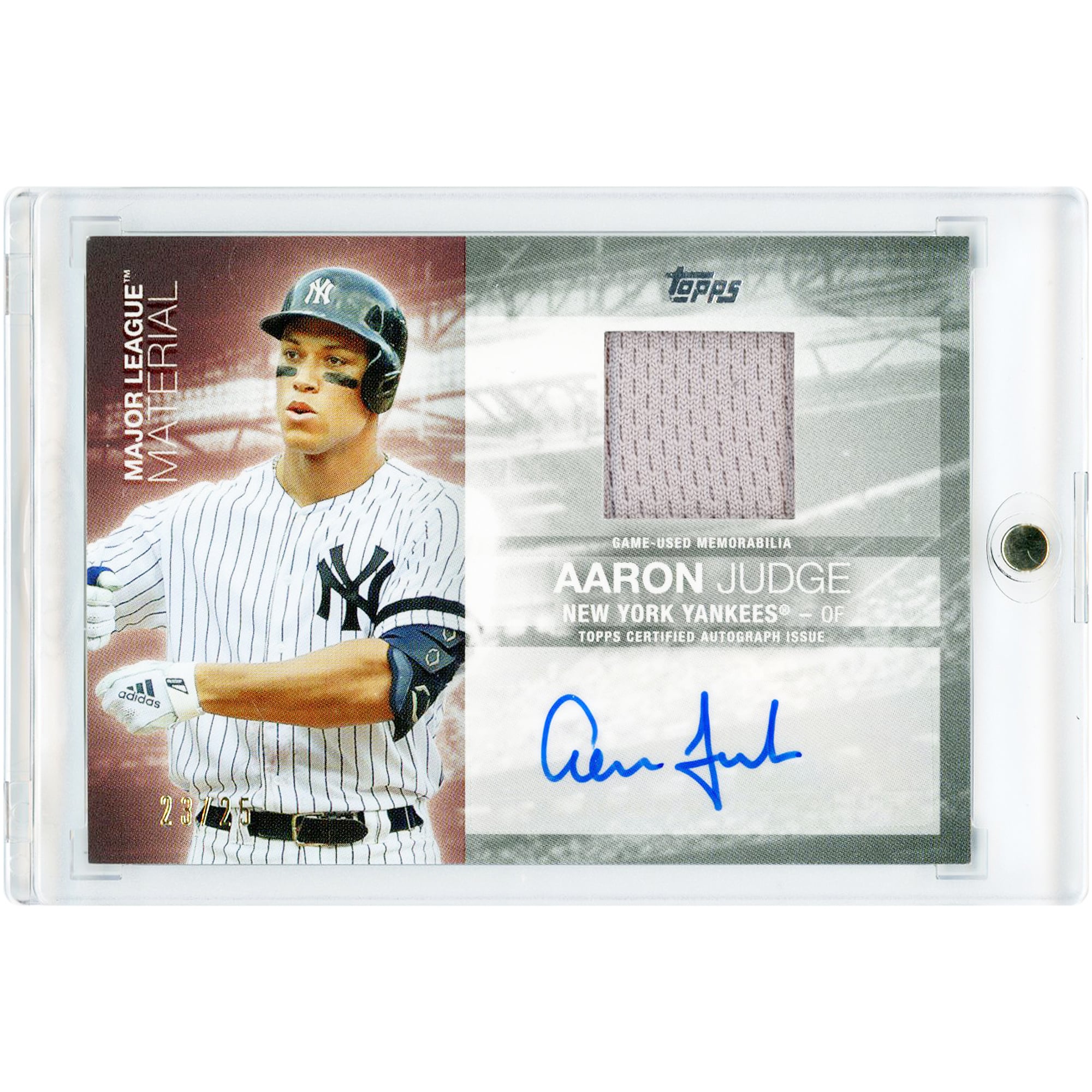Aaron Judge New York Yankees Autographed 2020 Topps Update Major League Material Game Used Relic #MLA-AJ #23/25 Card