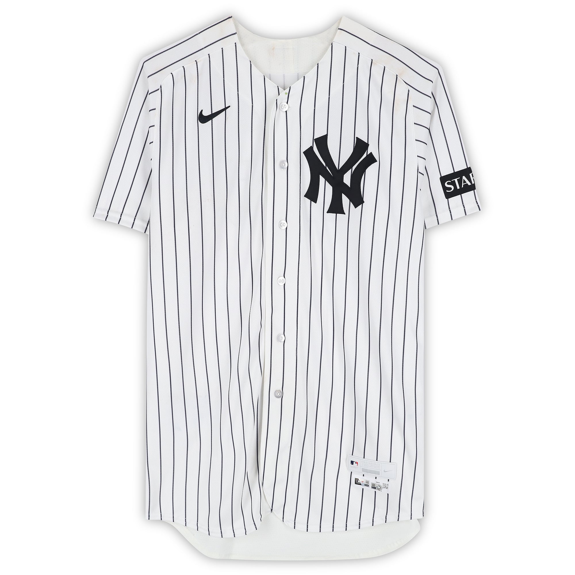 Aaron Judge New York Yankees Game-Used #99 White Pinstripe Nike Jersey vs. Texas Rangers on May 6, 2026 - 1-4, HR, RBI, R