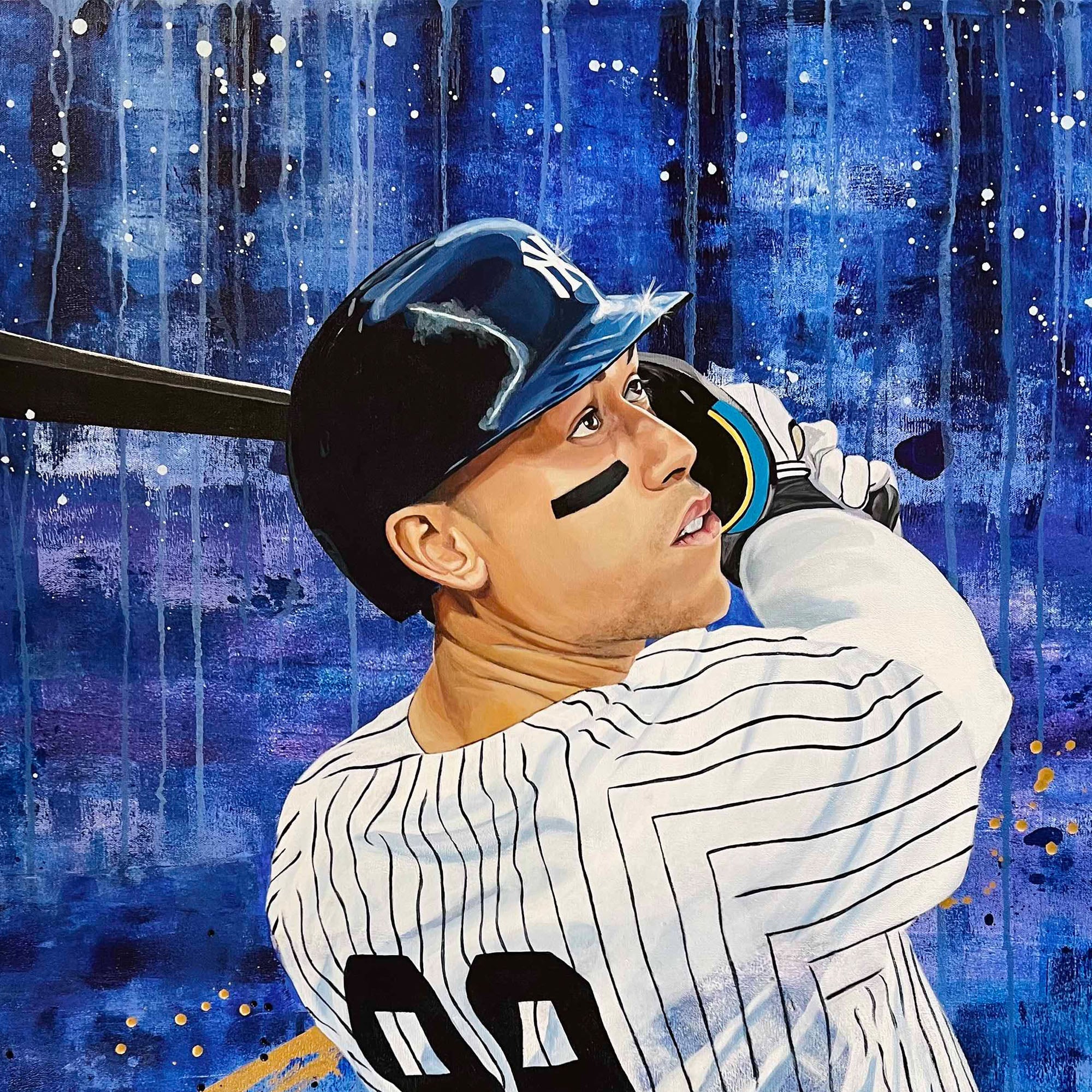 Aaron Judge New York Yankees Stretched 30" x 40" Embellished Canvas Giclee Print - Art by Cortney Wall - Limited Edition 50