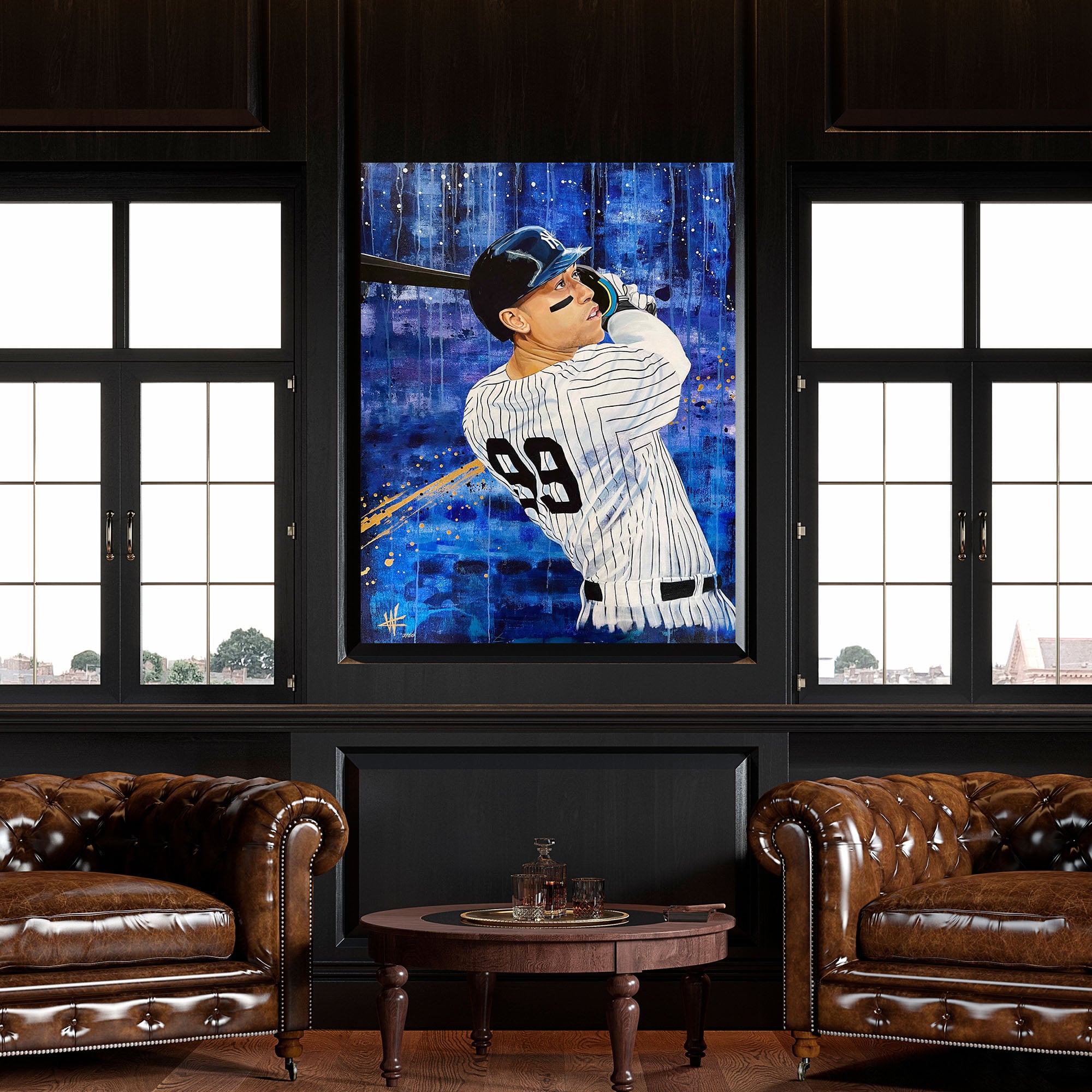 Aaron Judge New York Yankees Stretched 30" x 40" Embellished Canvas Giclee Print - Art by Cortney Wall - Limited Edition 50