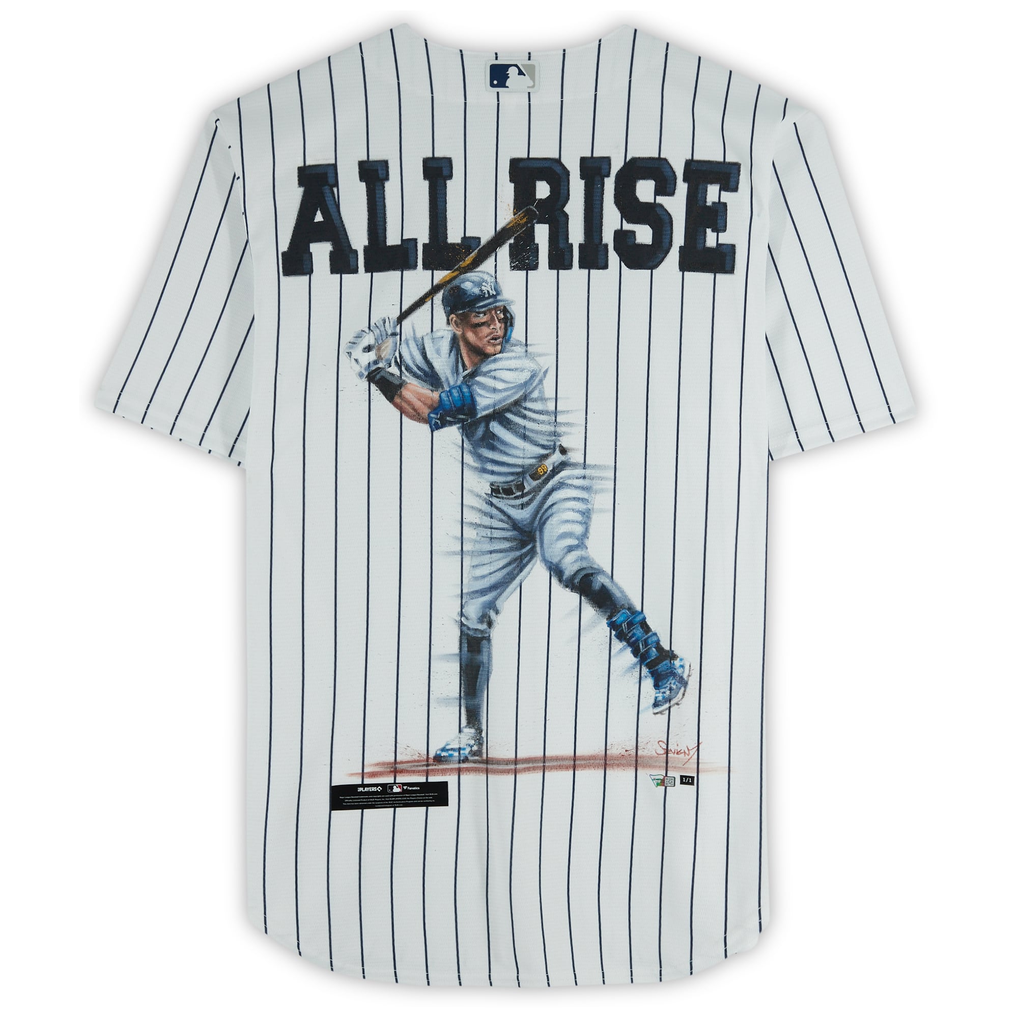 Maillot blanc non signé d'Aaron Judge (New York Yankees) - Illustration d'Eric Sevigny - Numéro 1 d'une édition limitée à 1 exemplaire