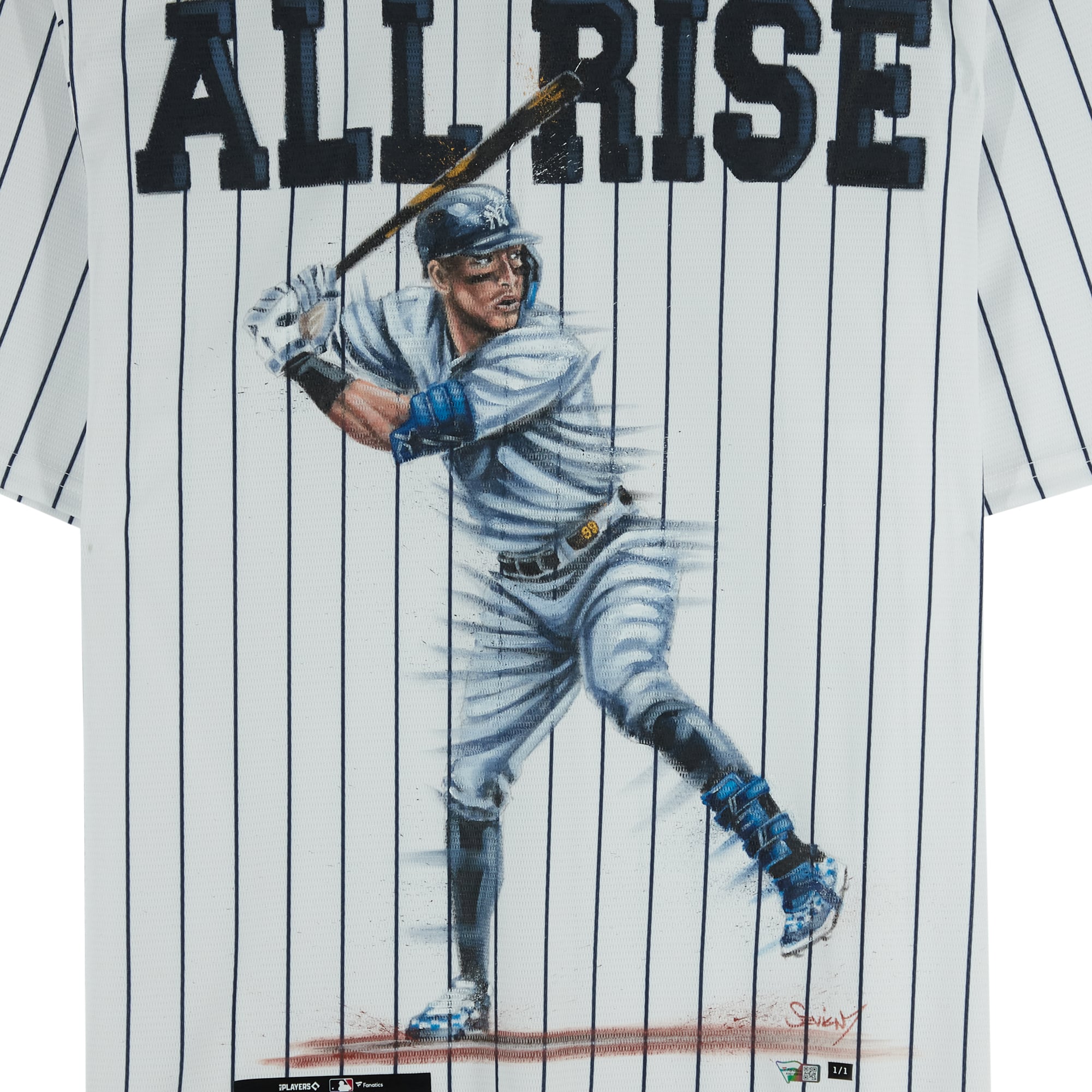 Maillot blanc non signé d'Aaron Judge (New York Yankees) - Illustration d'Eric Sevigny - Numéro 1 d'une édition limitée à 1 exemplaire