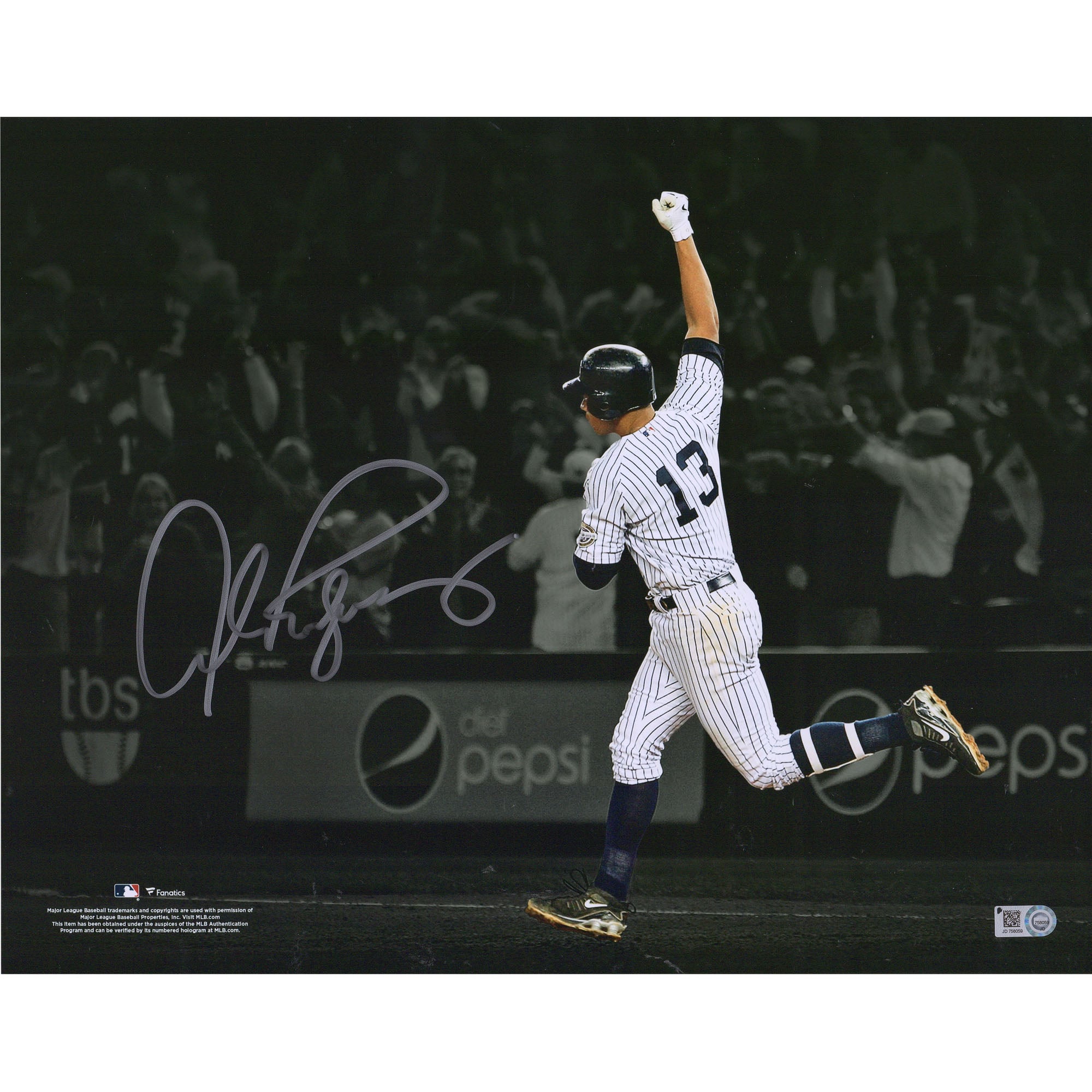 Alex Rodriguez New York Yankees Autographed 11" x 14" 2009 ALDS Game Tying Home Run Celebration Spotlight Photograph