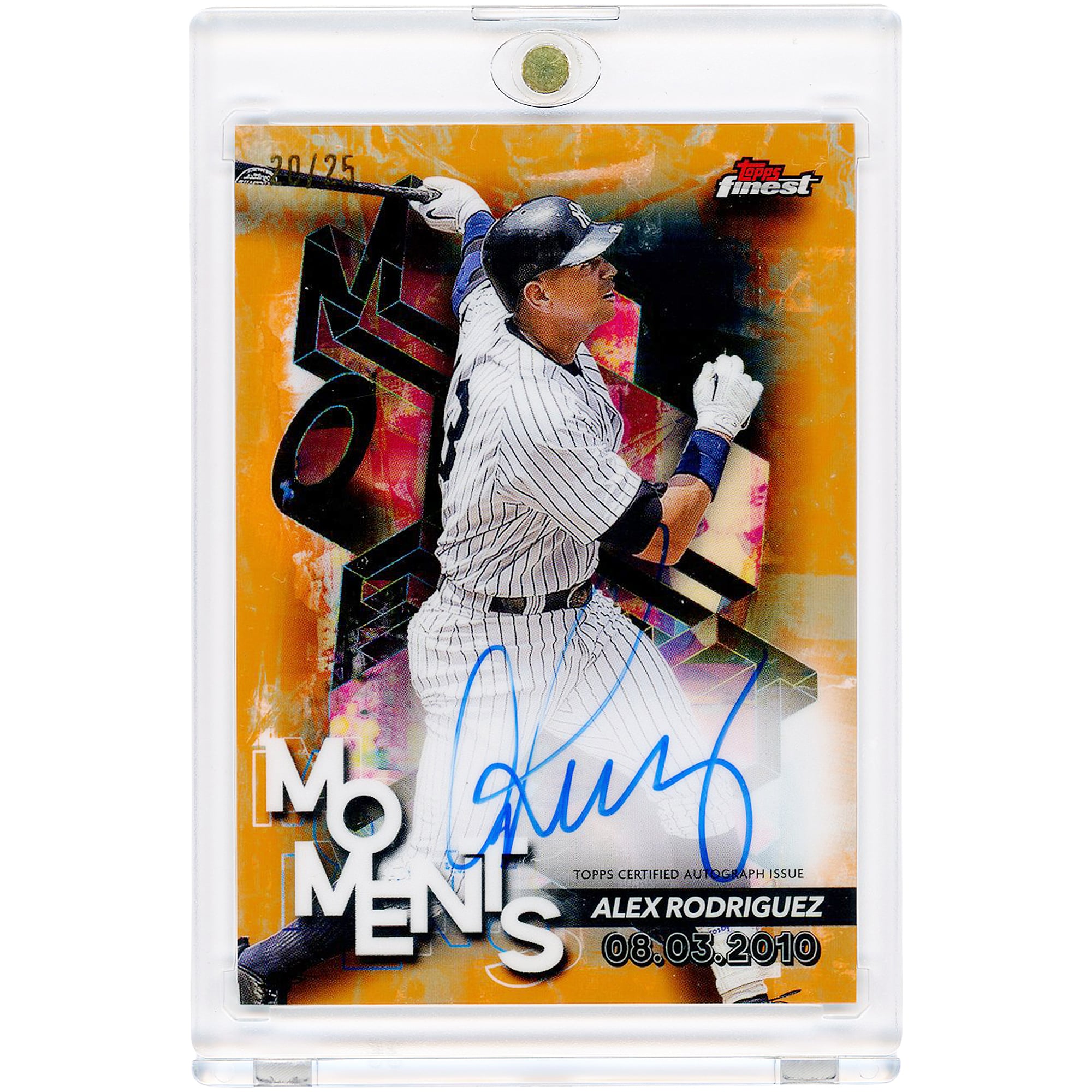Carte autographiée Alex Rodriguez des Yankees de New York, collection Topps Finest Moments 2024, réfracteur orange #FMA-AR #20/25