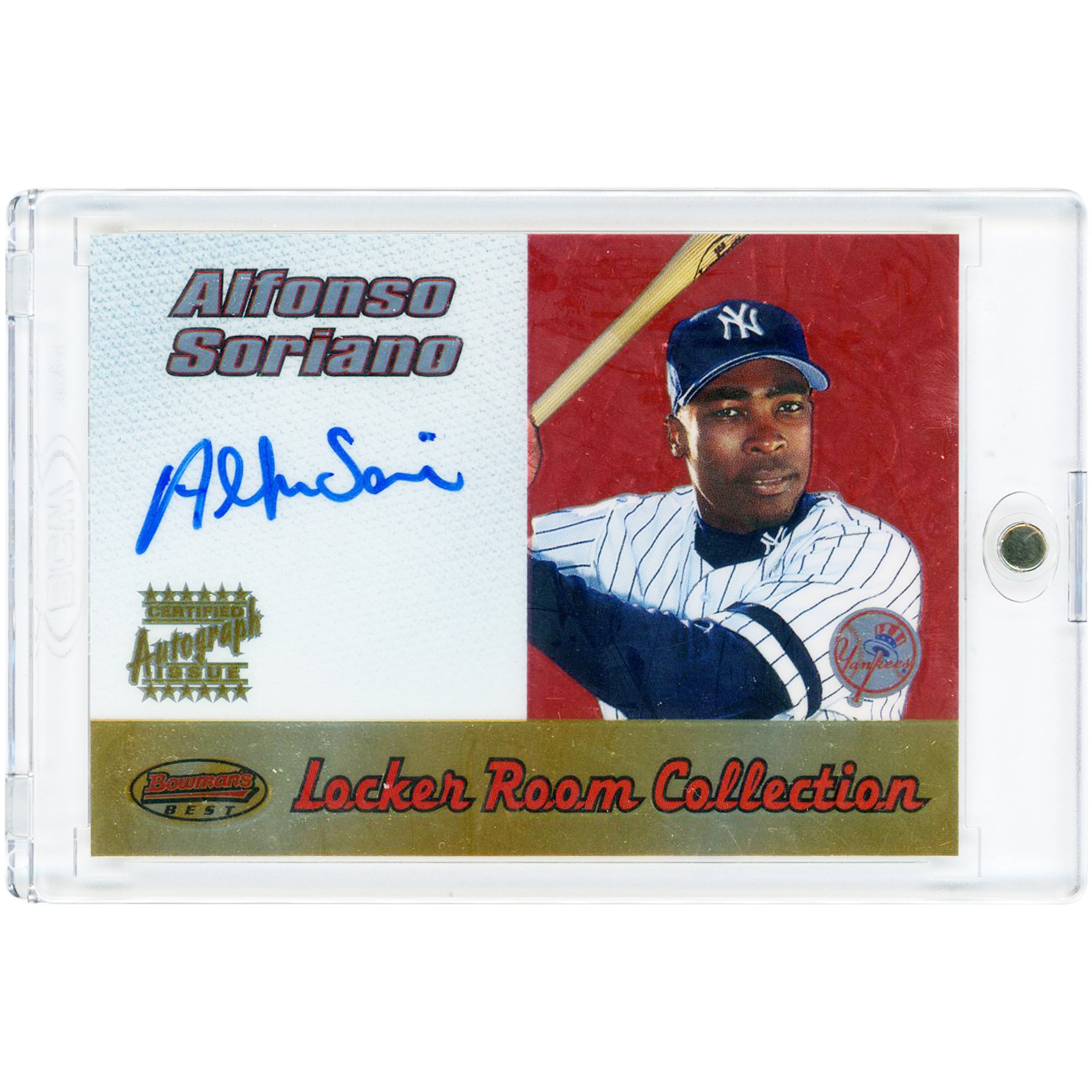 Carte autographiée d'Alfonso Soriano, Yankees de New York, collection Bowman's Best Locker Room 2000, n° LRCA8
