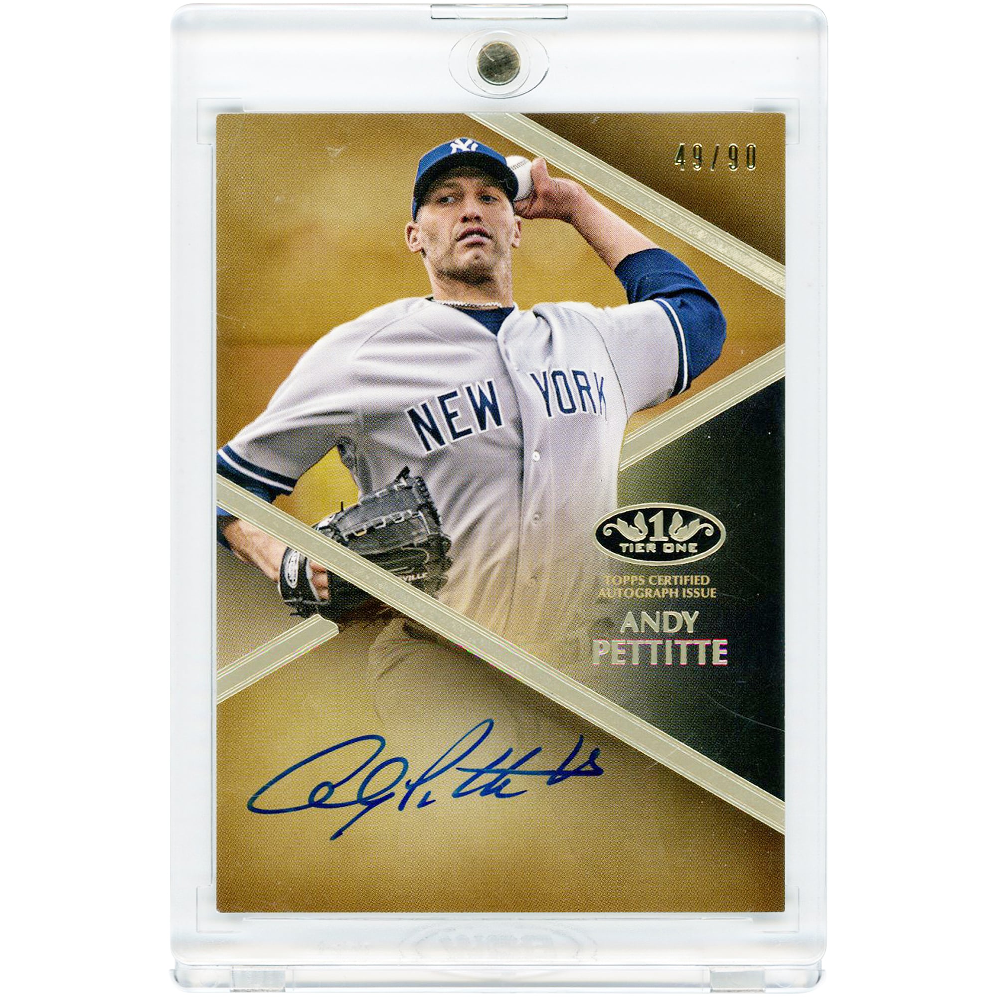 Carte autographiée d'Andy Pettitte, Yankees de New York, 2019 Topps Tier One #T1A-AP #49/90