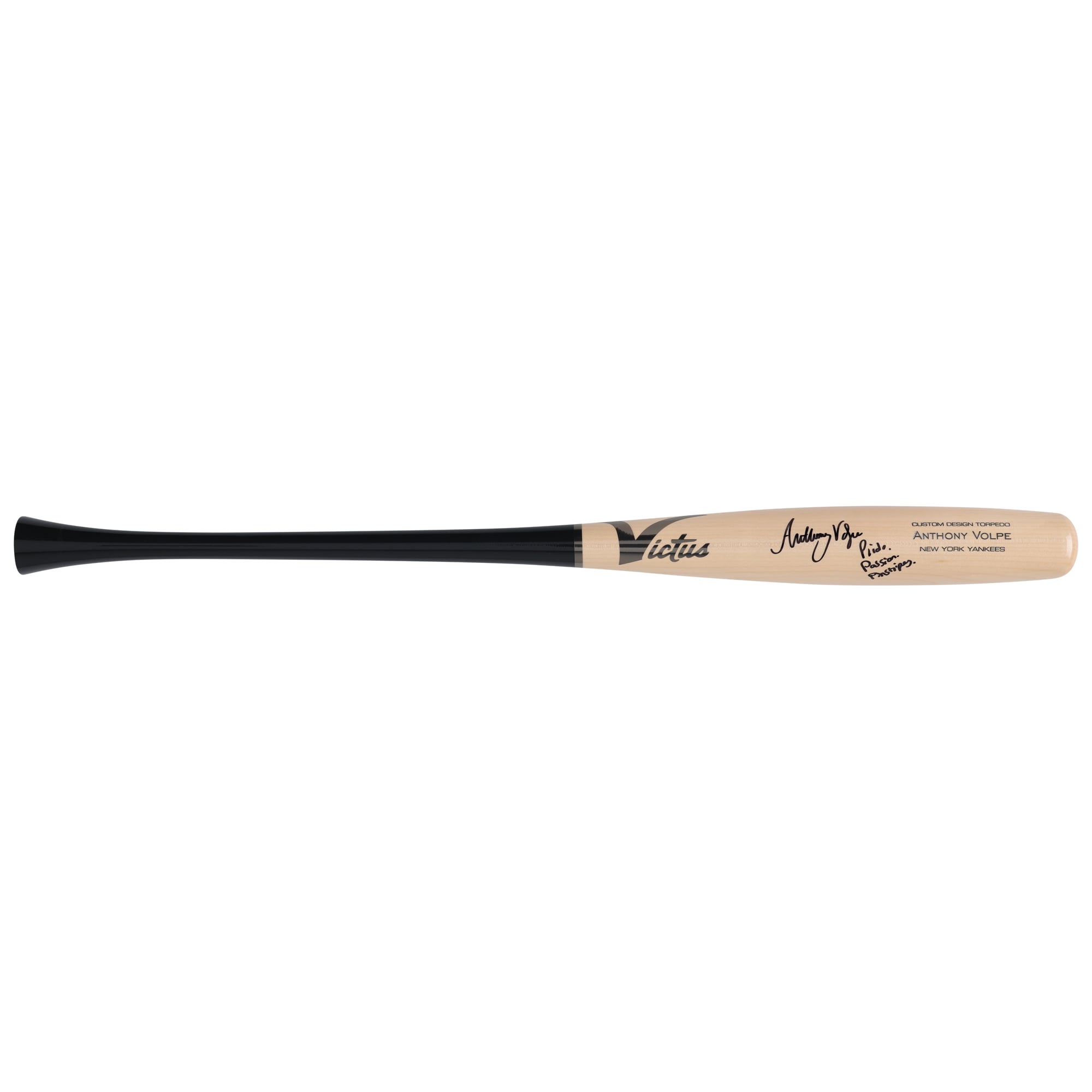 Anthony Volpe New York Yankees Autographed Victus Game Model Torpedo Bat with "Pride. Passion. Pinstripes." Inscription