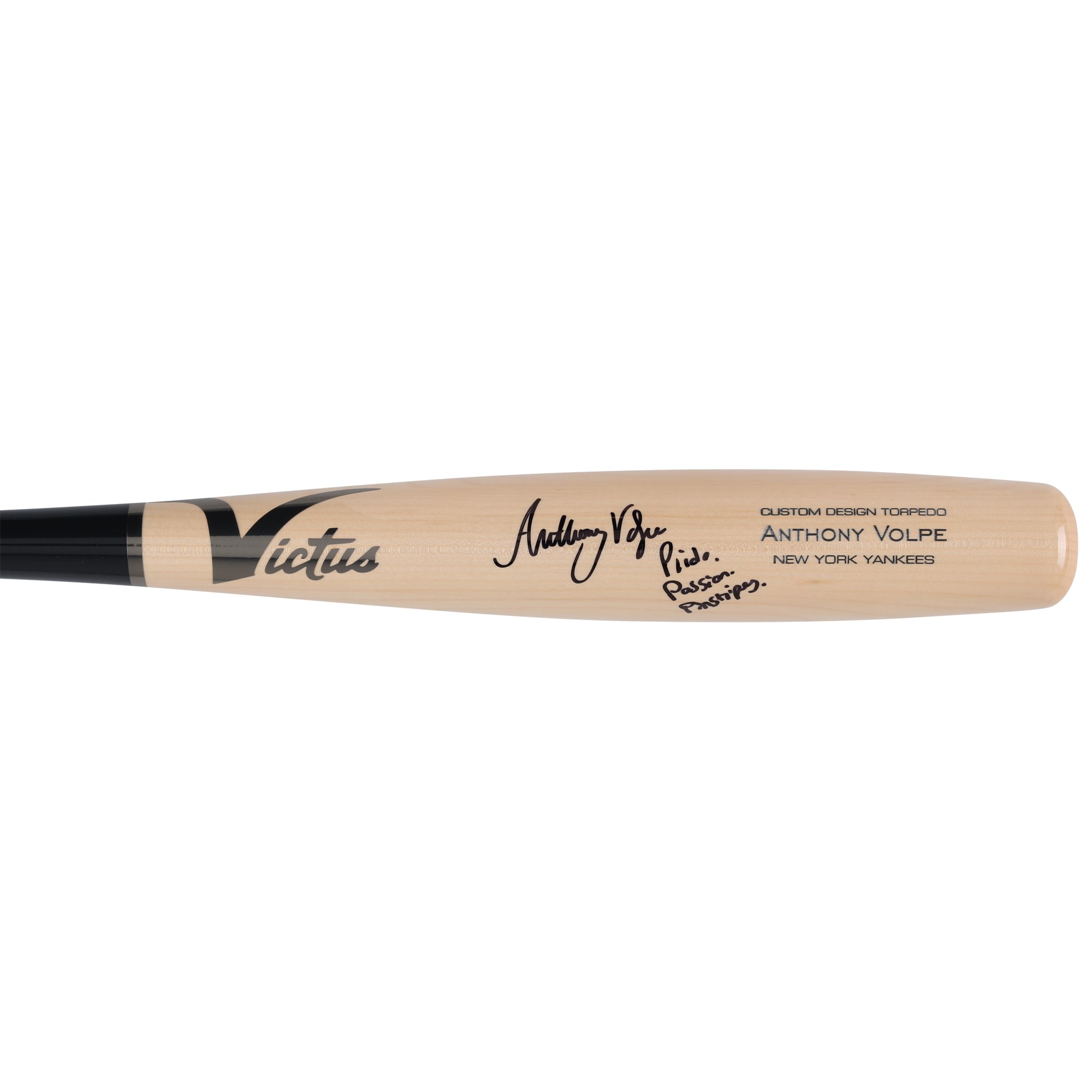 Anthony Volpe New York Yankees Autographed Victus Game Model Torpedo Bat with "Pride. Passion. Pinstripes." Inscription