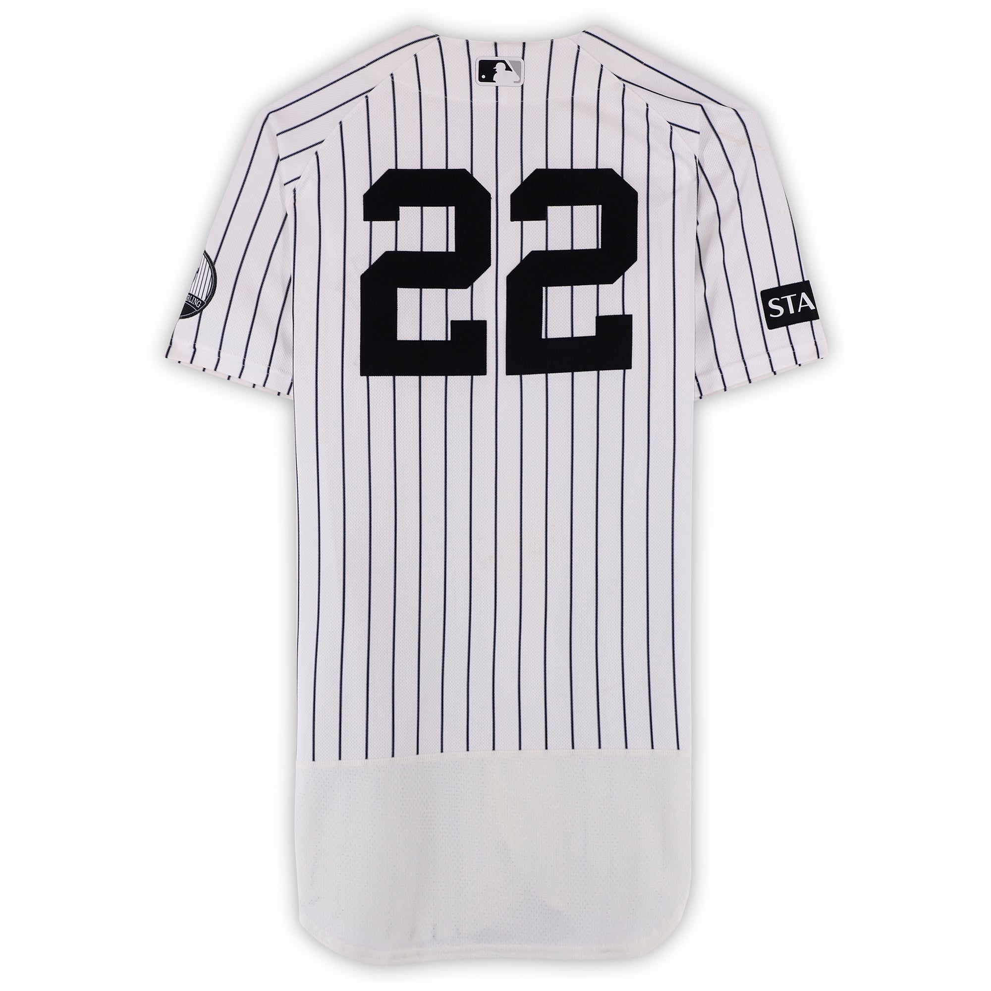 Ben Rice New York Yankees Game-Used #22 White Pinstripe Jersey vs. Atlanta Braves on August 8, 2026 - 1-4, HR, RBI, R