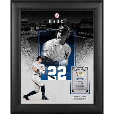 Ben Rice New York Yankees Fanatics Authentic MLB Debut Jumping Photograph with a Piece of Game-Used Ball - Limited Edition of 250