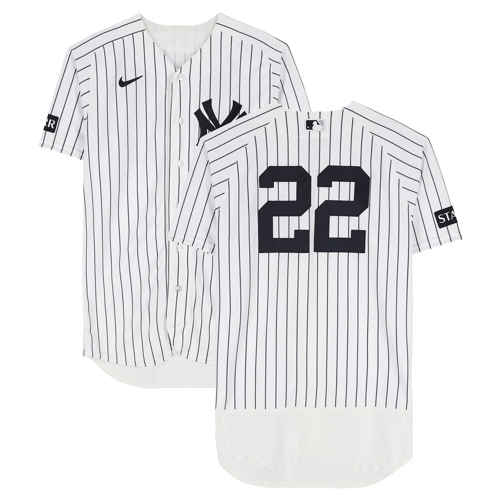 Ben Rice New York Yankees Player-Worn #22 White Pinstripe Jersey vs ...