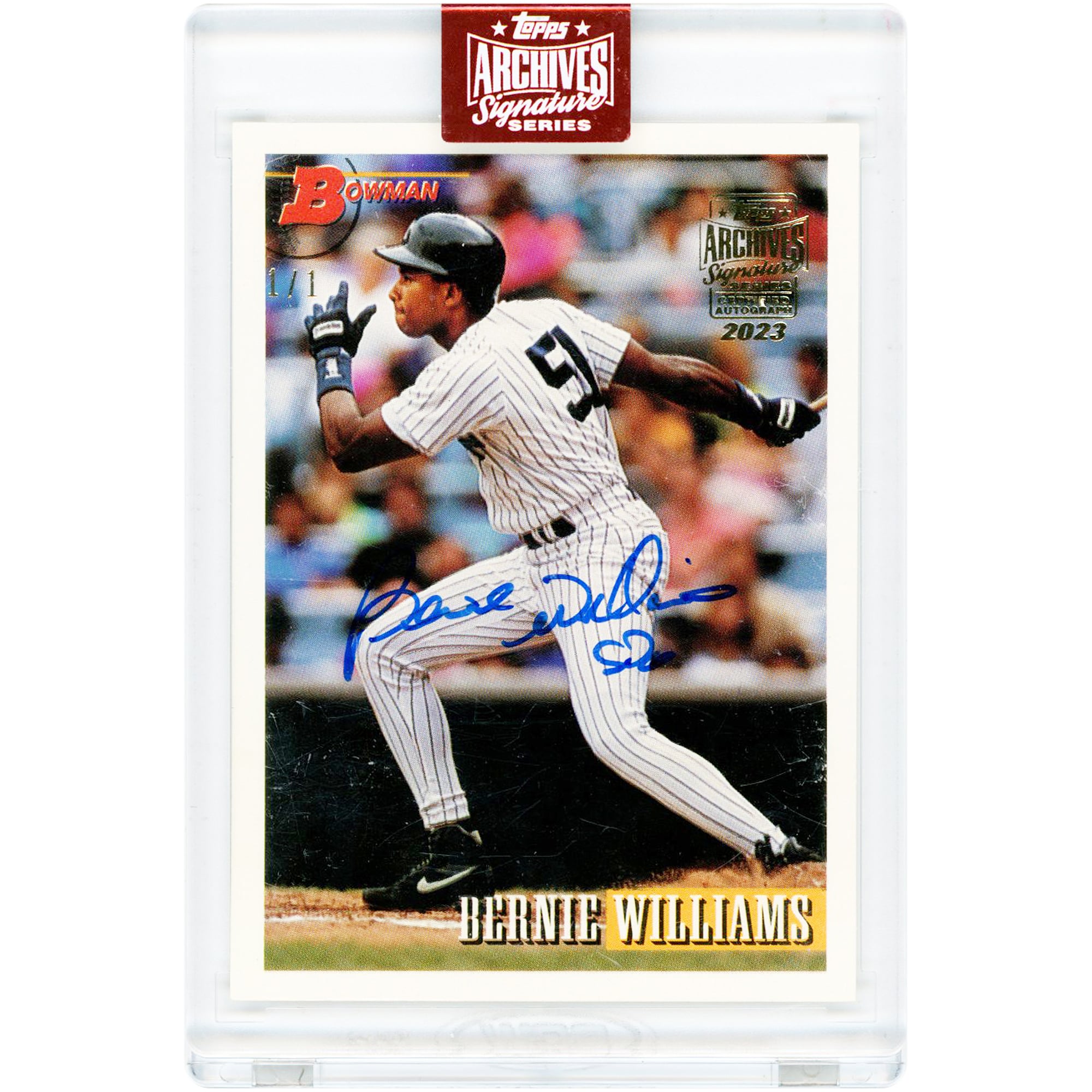Bernie Williams New York Yankees Autographed 2023 Bowman Archives Signatures Series 1993 Bowman Design #623 #1/1 Card