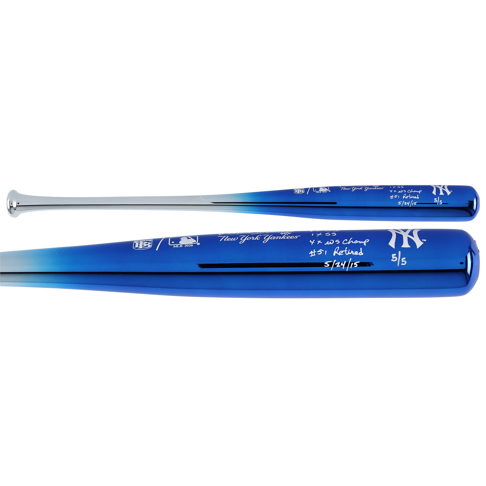Bernie Williams New York Yankees Autographed Big Time Bat Chrome Bat with Multiple Inscriptions - Limited Edition #5/5