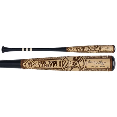 Bernie Williams New York Yankees Autographed Fanatics Authentic Pillbox Bat Company Mural Series Bat with "4X WS Champ" Inscription - Limited Edition #1/5
