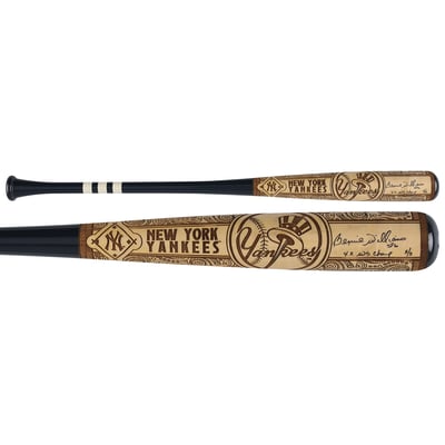 Bernie Williams New York Yankees Autographed Fanatics Authentic Pillbox Bat Company Mural Series Bat with "4X WS Champ" Inscription - Limited Edition #5/5