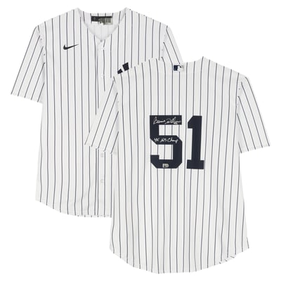 Bernie Williams New York Yankees Autographed Fanatics Authentic White Nike Replica Jersey with "4X WS Champ" Inscription 