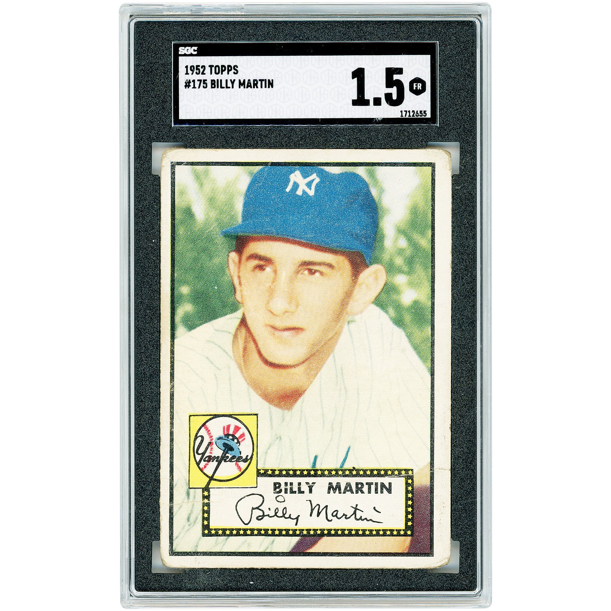 Billy Martin New York Yankees 1952 Topps #175 SGC Authenticated 1.5 Rookie Card