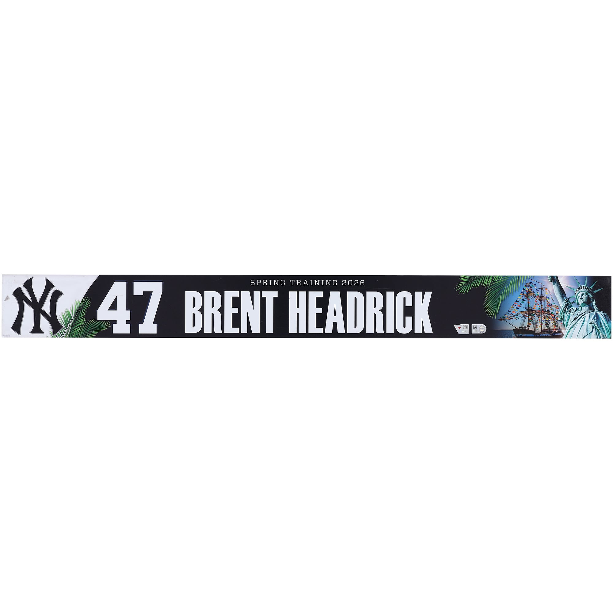 Brent Headrick New York Yankees Player-Issued #47 Nameplate from 2026 MLB Spring Training