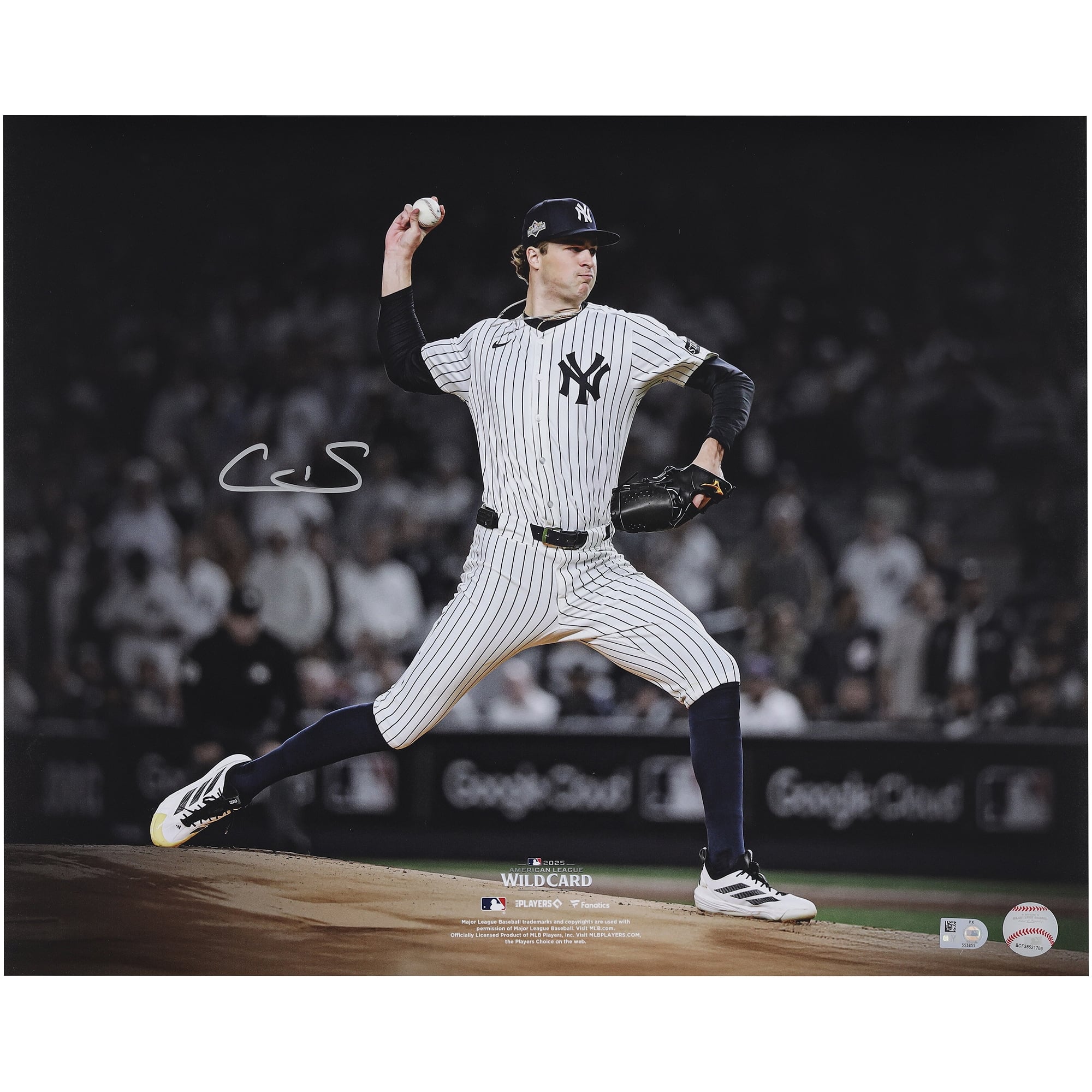 Cam Schlittler New York Yankees Autographed 16" x 20" 2025 AL Wildcard Series Pitching Photograph