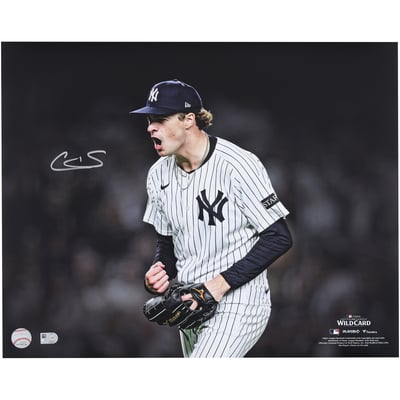 Cam Schlittler New York Yankees Autographed Fanatics Authentic 16" x 20" 2025 MLB American League Wild Card Series Strikeout Celebration Spotlight Photograph