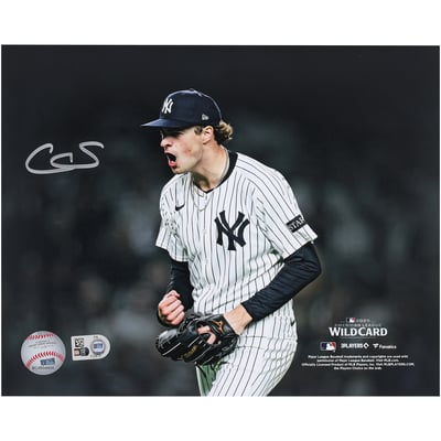 Cam Schlittler New York Yankees Autographed Fanatics Authentic 8" x 10" 2025 MLB American League Wild Card Series Strikeout Celebration Spotlight Photograph
