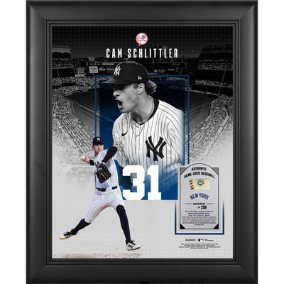 Cam Schlittler New York Yankees Fanatics Authentic Framed 11" x 14" Showcase Collage with a Piece of Game-Used Ball - Limited Edition of 250