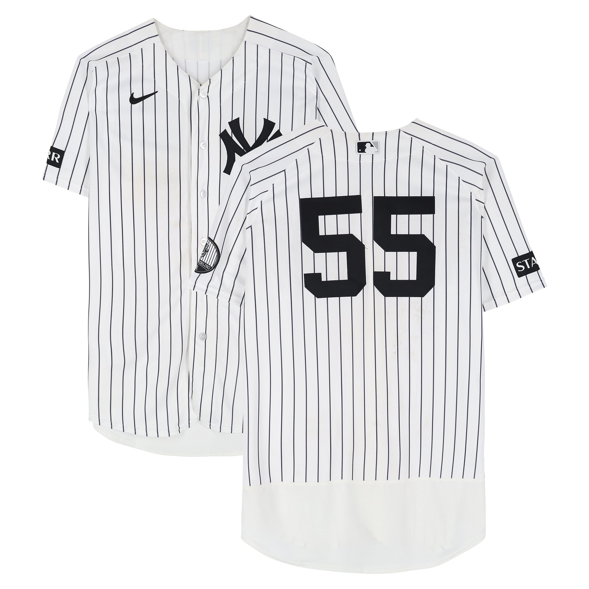 Carlos Rodón New York Yankees Game-Used #55 White Nike Pinstripe Jersey vs. Toronto Blue Jays on May 21, 2026
