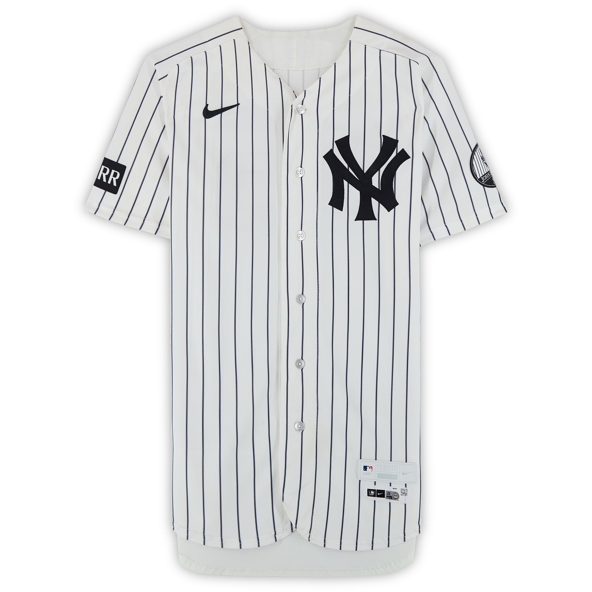 Maillot blanc à rayures Nike n° 35 porté par Cody Bellinger des Yankees de New York lors du match contre les Pirates de Pittsburgh le 22 juillet 2026 - Deuxième match du programme double