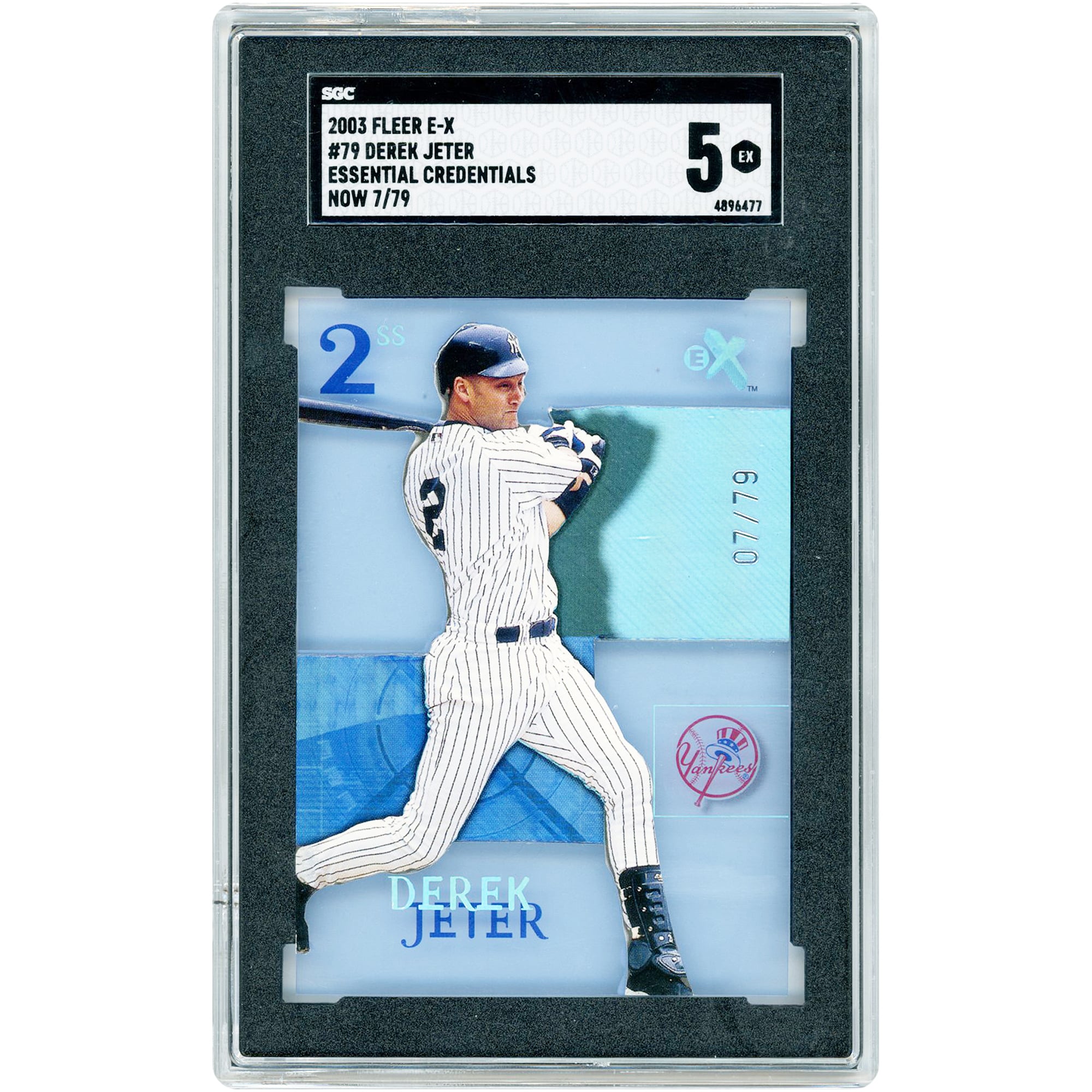 Carte Derek Jeter New York Yankees 2003 Fleer E-X Essential Credentials n° 79, n° 7/79, authentifiée par SGC (5 cartes).