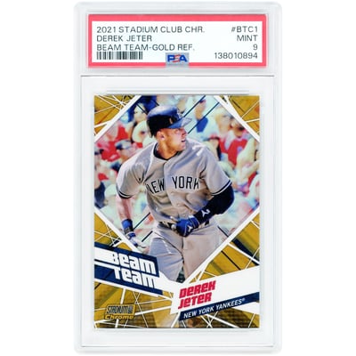 Derek Jeter New York Yankees 2021 Topps Stadium Club Chrome Beam Team Gold Refractor #BTC-1 #19/50 PSA Authenticated 9 Card