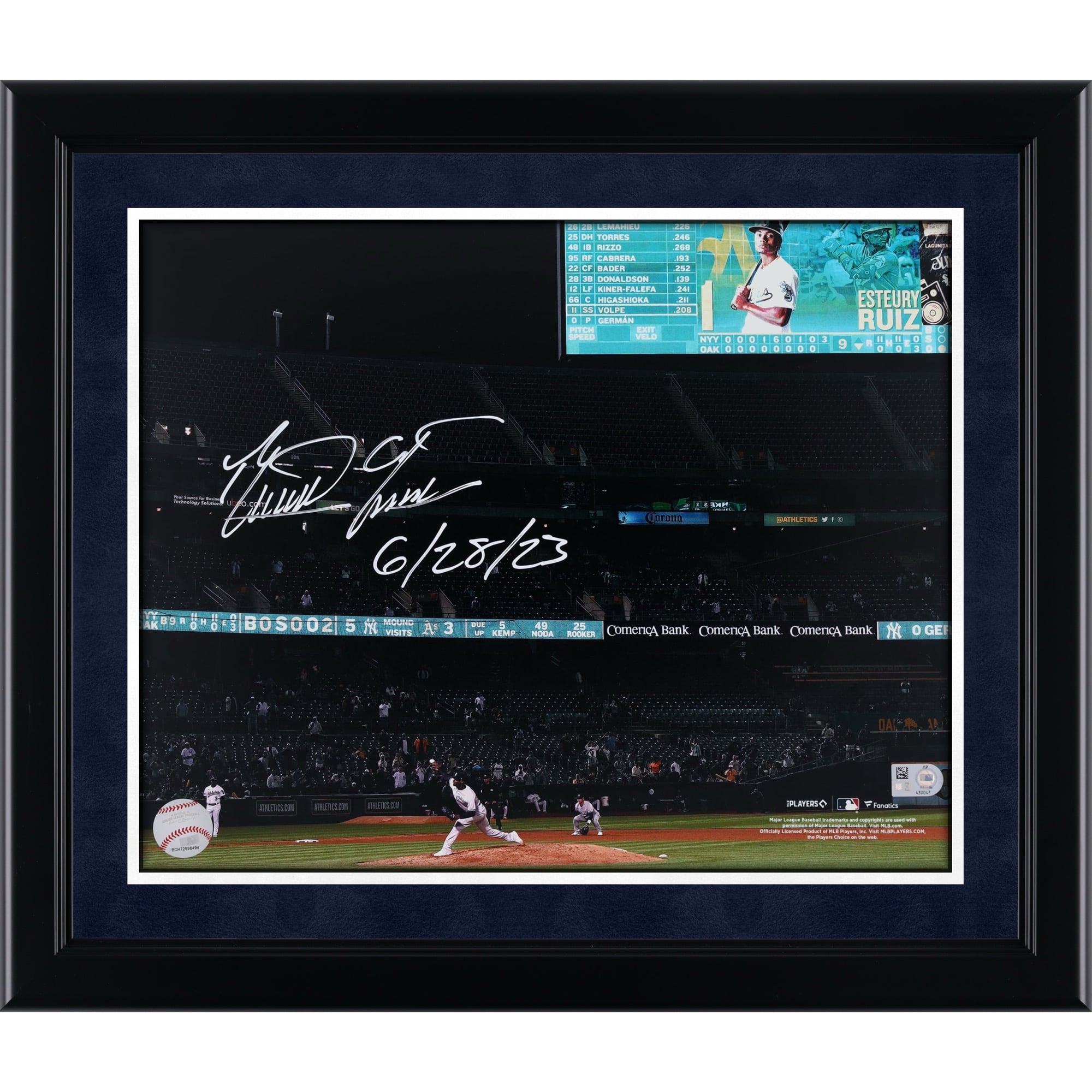 Domingo German New York Yankees Autographed 11" x 14" Perfect Game Spotlight Photograph with ''6/28/23" Inscription