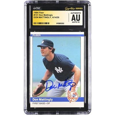 Don Mattingly New York Yankees Autographed 1984 Fleer #131 CGC Fanatics Witnessed Authenticated AUTO 10 Rookie Card