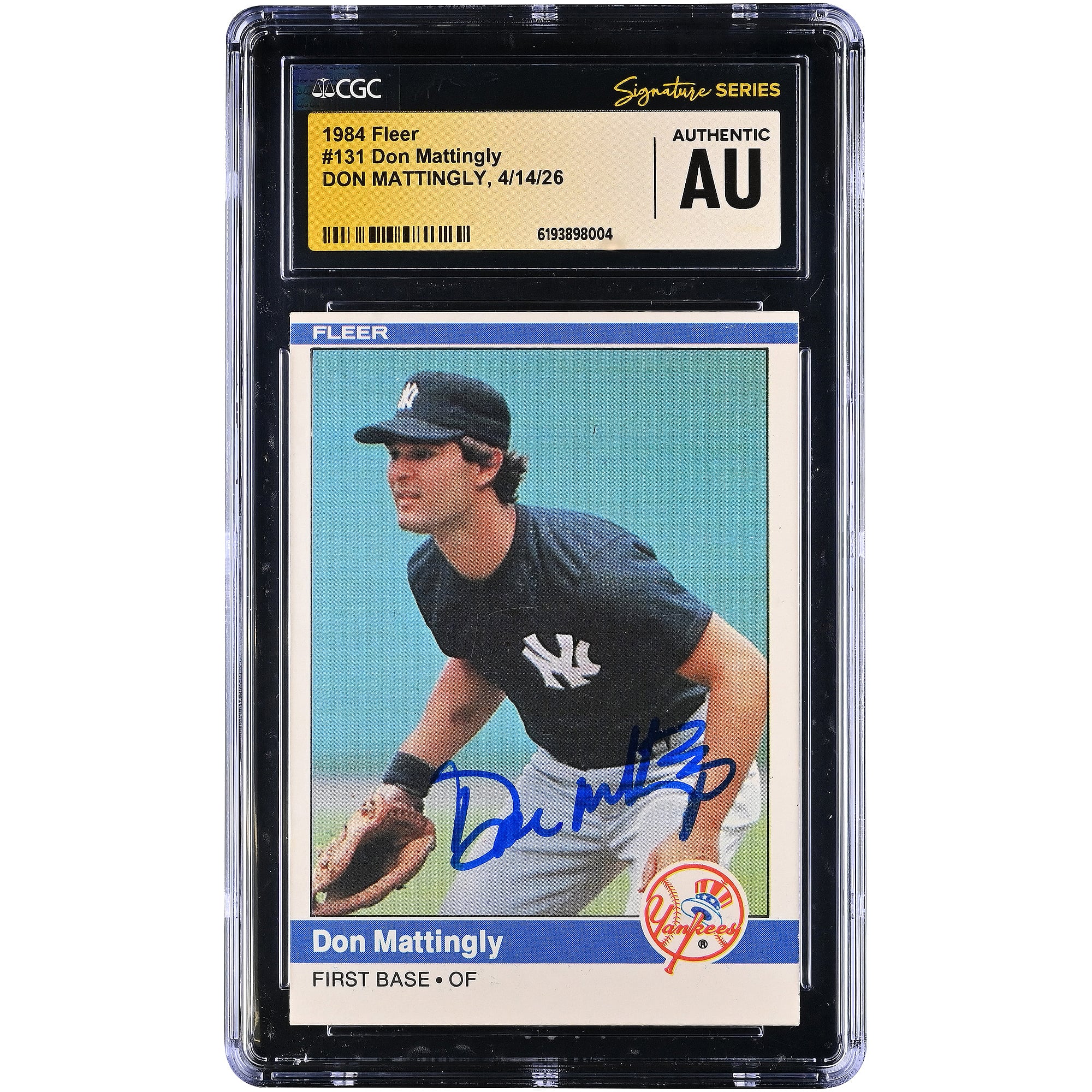 Don Mattingly New York Yankees Autographed 1984 Fleer #131 CGC Fanatics Witnessed Authenticated Rookie Card