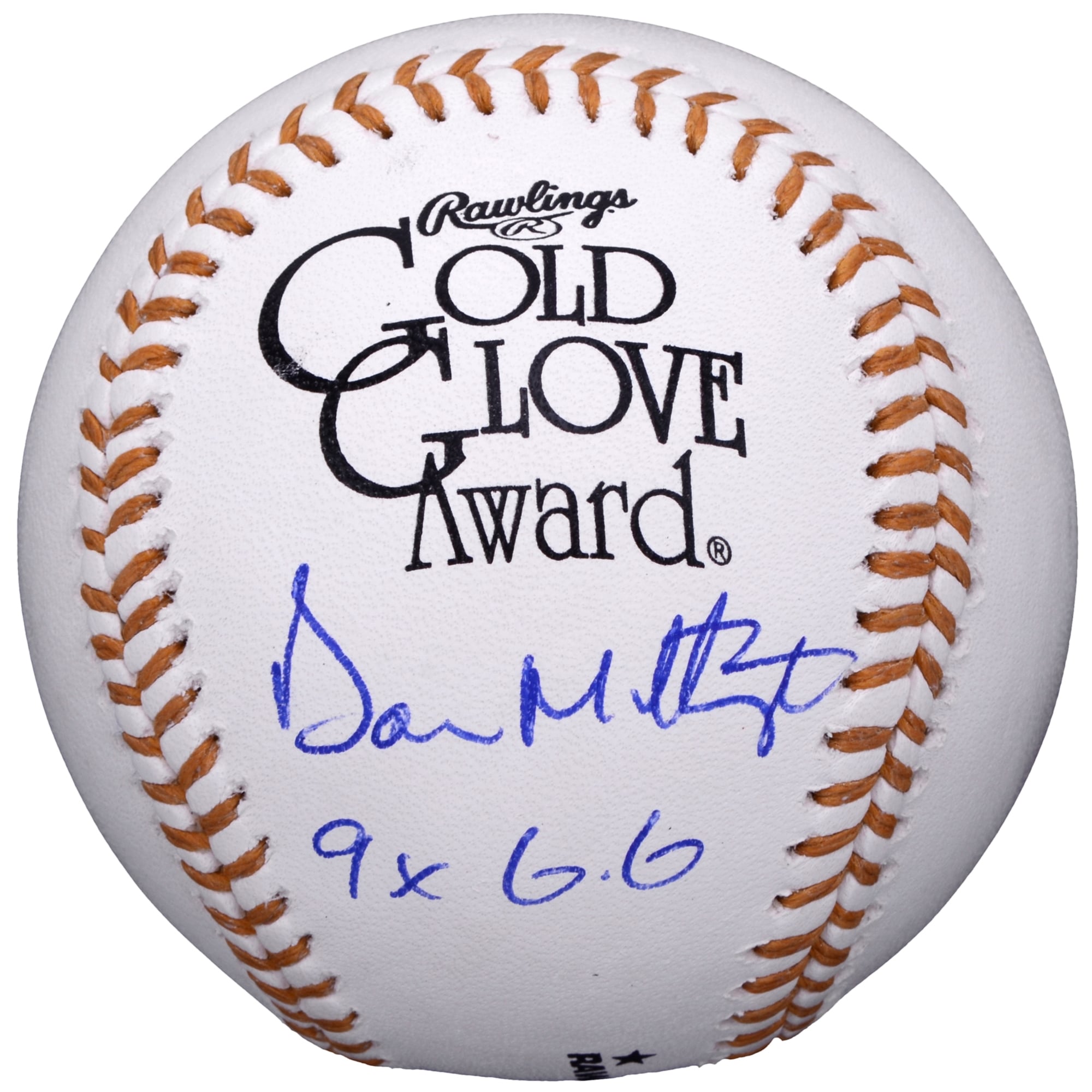 Don Mattingly New York Yankees Autographed Gold Glove Logo Baseball with 9X GG Inscription
