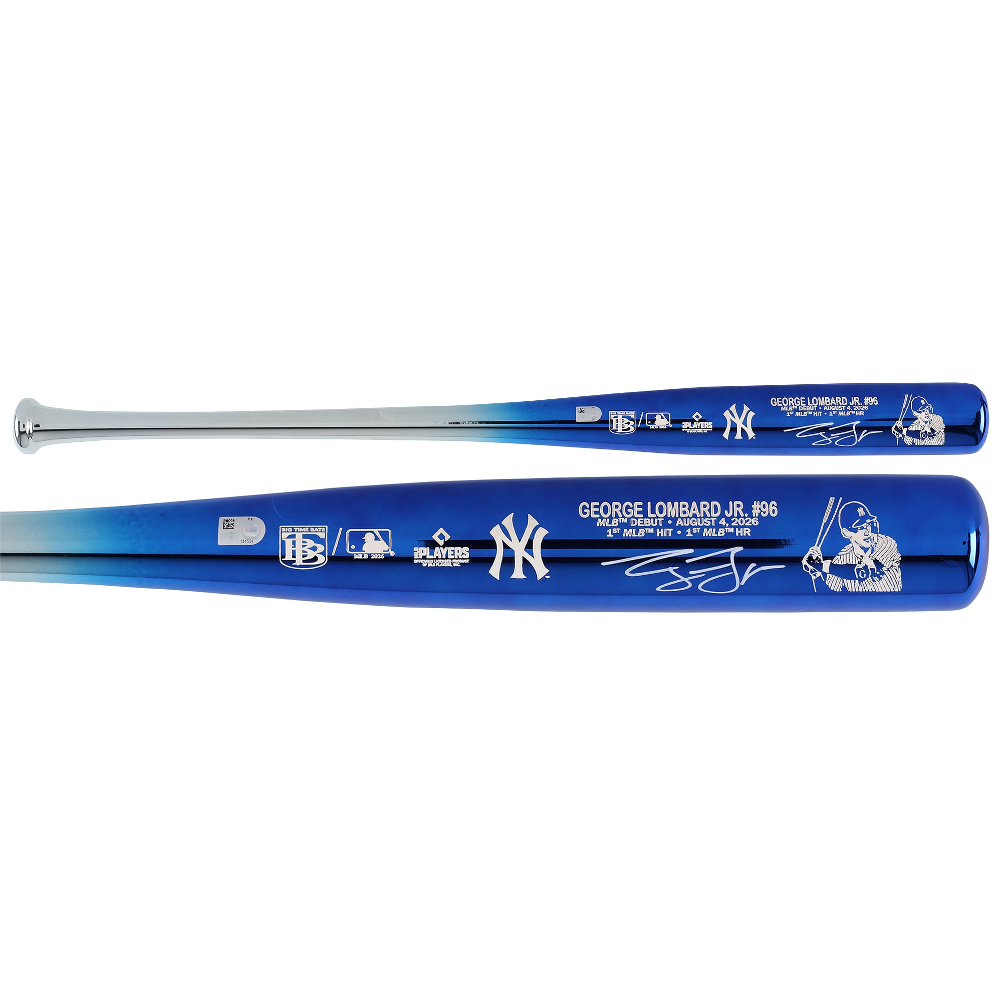 Bâton chromé Big Time Bats autographié par George Lombard Jr. des Yankees de New York